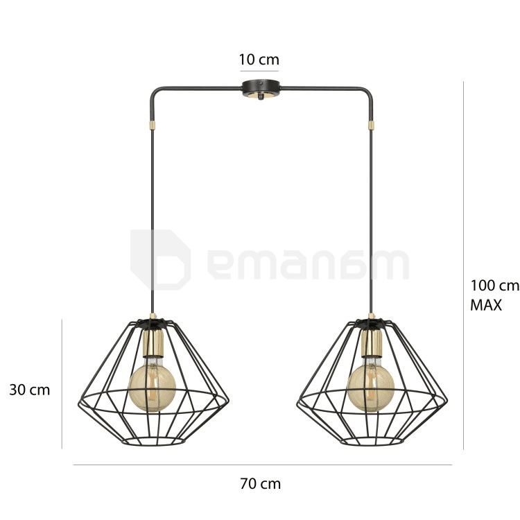 საკიდი EMIBIG Alteo 2 E27 2x MAX 60W შავი