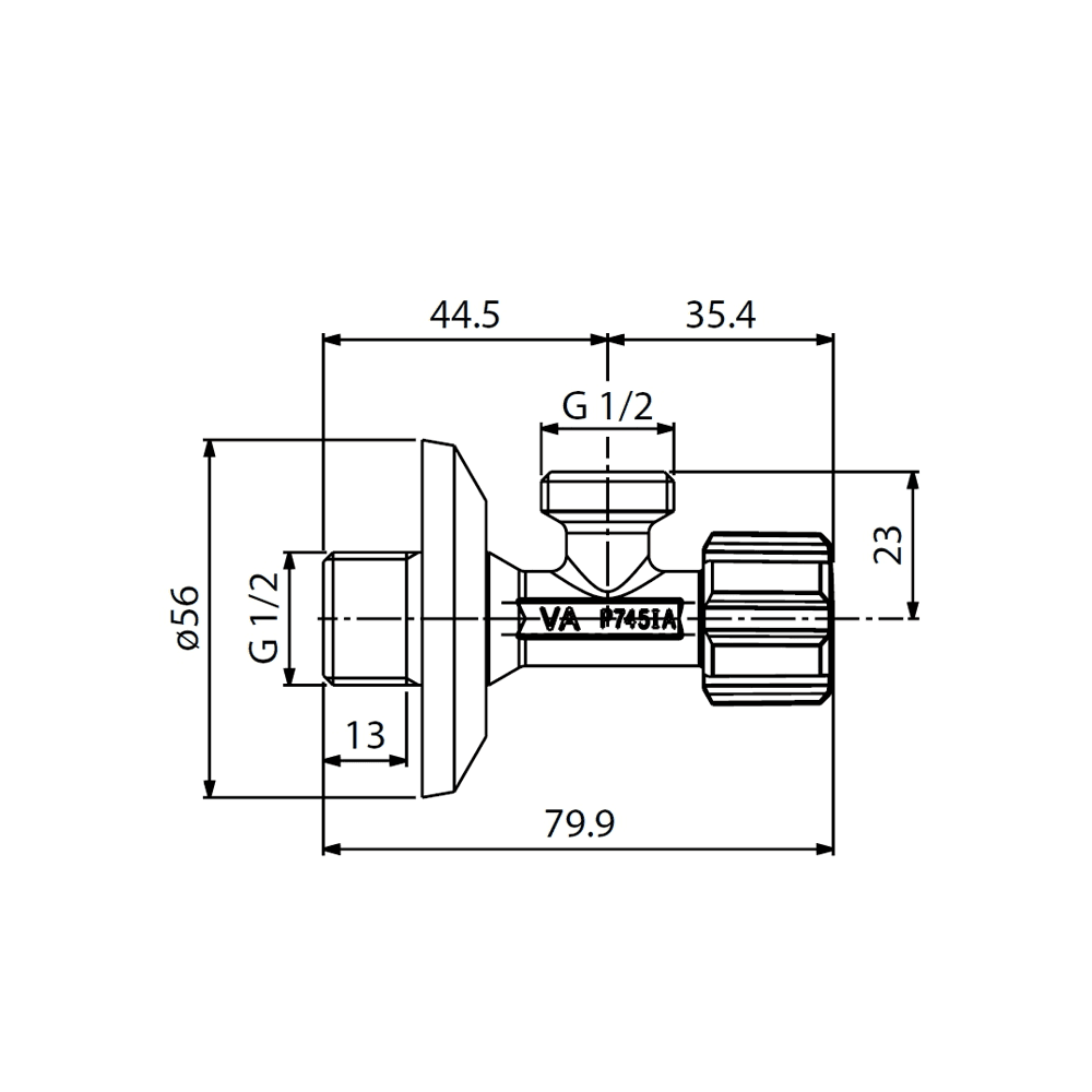 ვენტილი კუთხის Albertoni ABS 1/2x1/2  სახელურით