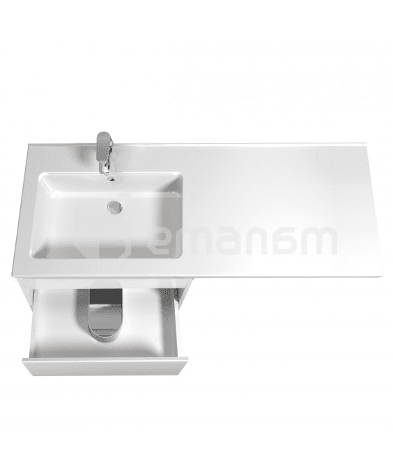 აბაზანის ტუმბო ხელსაბნით მარცხენა WING 60-W L white Rodeo-120 L სარეცხი მანქანისთვის