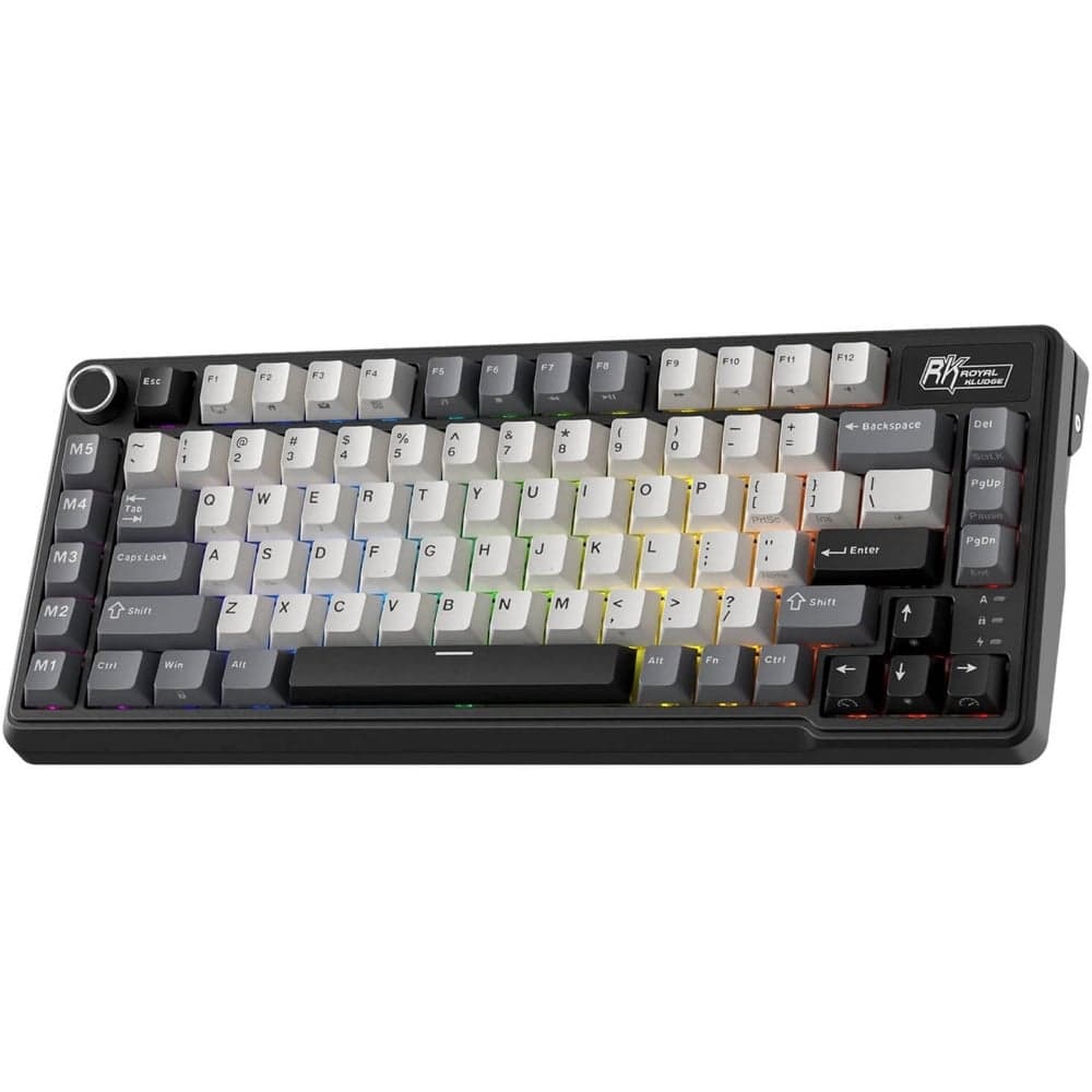კლავიატურა Royal Kludge RK L75 RGB Mechanical Keyboard, Cream Switch, Hot Swappable, Wireless, Type-C, Bluetooth, 2.4GHz, Knight Black