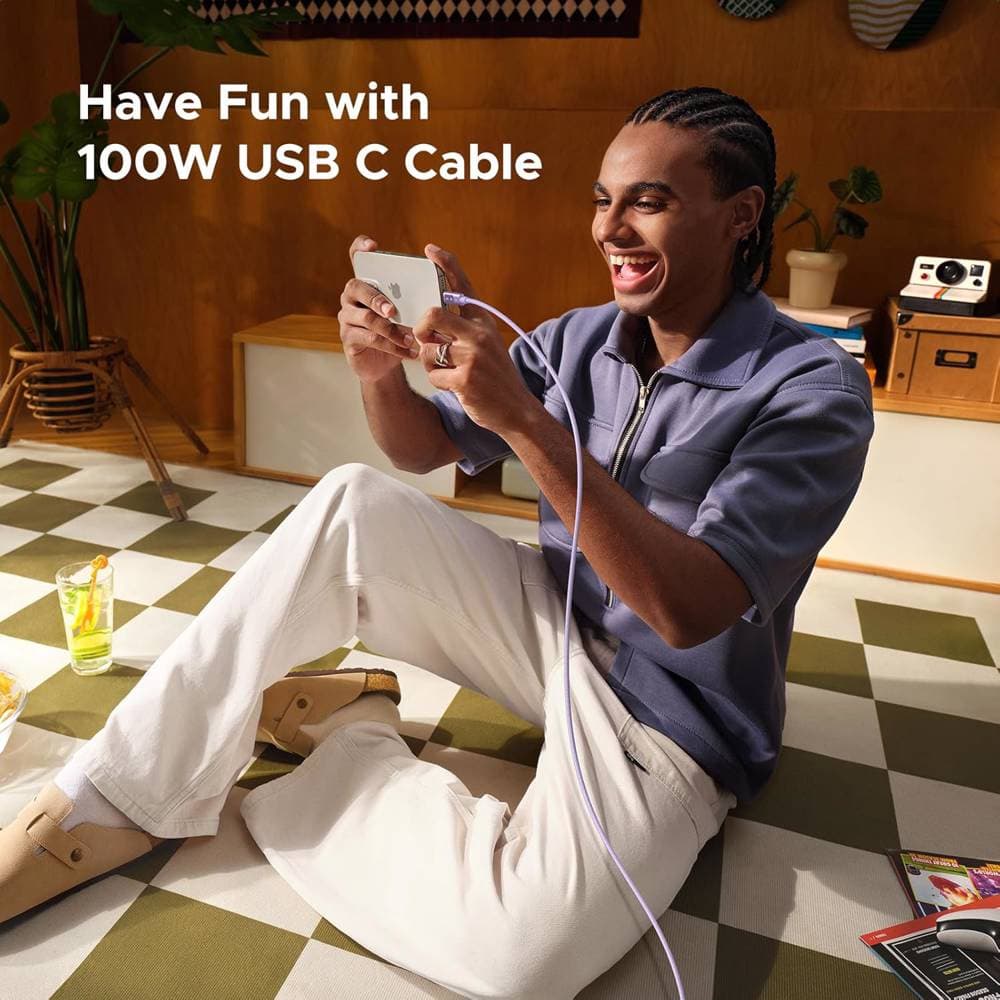 USB კაბელი UGREEN Uno L509 (65092), 100W, Type-C to Type-C Fast Charging Cable, 1M, Purple