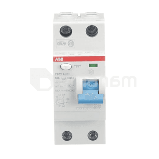 დამცავი გამორთვის მოწყობილობა ABB 230 V AC 63 A 10 kA 30mA 2 P Type A