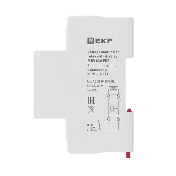ძაბვის მონიტორინგის რელე ეკრანით EKF PROxima MRV 63A