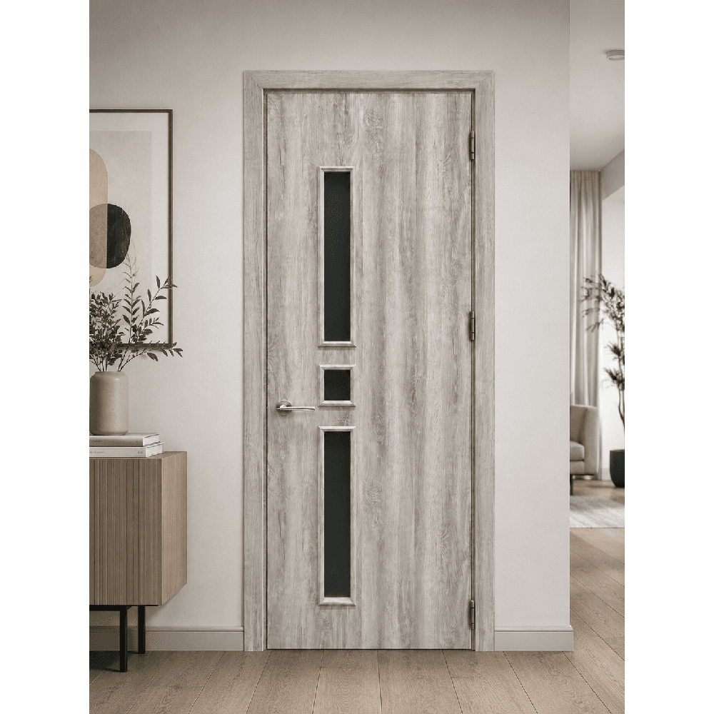 კარის ბლოკი Omis EKOSHPON Comfort 34x700x2150 მმ მუხა ღია ნაცრისფერი მინა satin