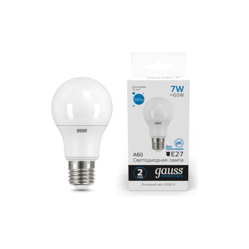 LED ნათურა A60 7W E27 6500K el - 102502307 gauss