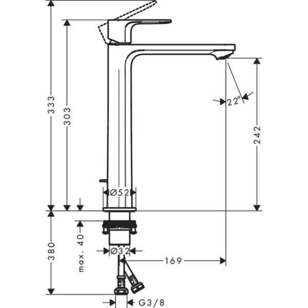 ხელსაბნის შემრევი მაღალი Hansgrohe 72580670