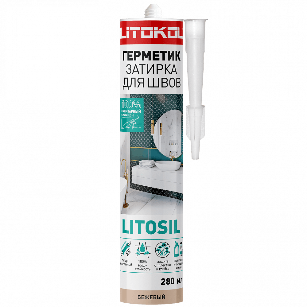 სილიკონის ჰერმეტიკი LITOSIL (ბეჟი) 280ML