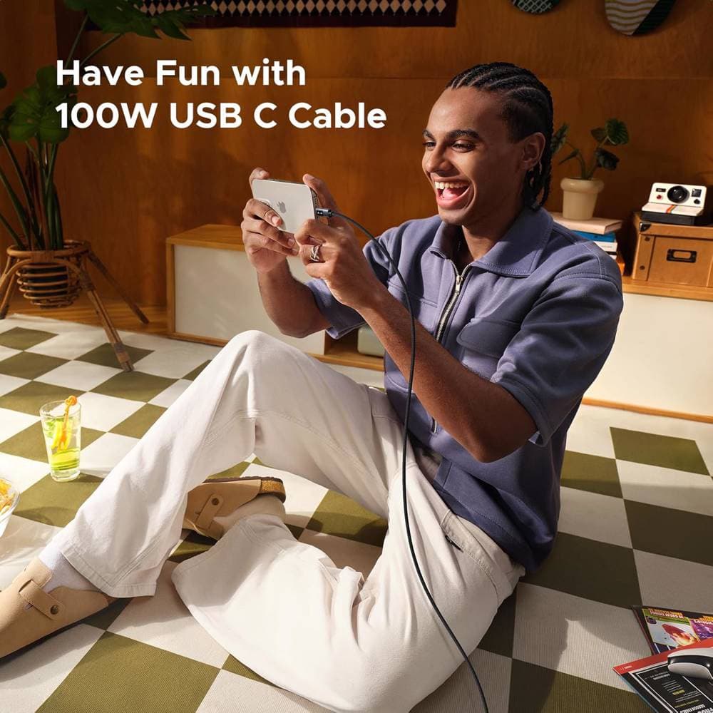 USB კაბელი UGREEN Uno L509 (35501), 100W, Type-C to Type-C, 1M, Black/Grey 