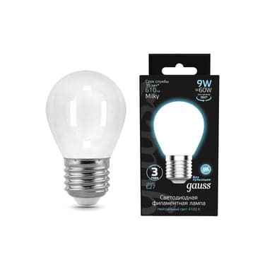 LED ნათურა Filament Ball 9W 4100K Е27 Gauss Black Milky