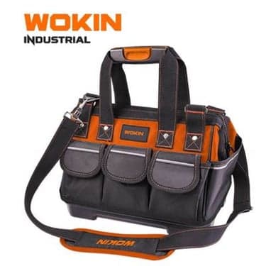 ხელსაწყოების ნაჭრის ჩანთა Wokin 906214, 14\", Tool Bag (INDUSTRIAL), Black/Orange