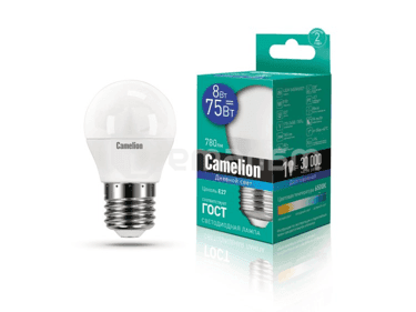 შუქდიოდური ნათურა Camelion 8W G45 Е27 6500K