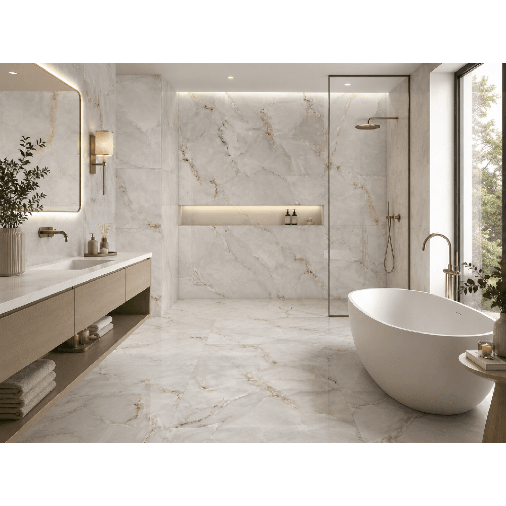 კერამოგრანიტი Ceroq RIVENTO BIANCO POLISHED ENDLESS 60x120 სმ თეთრი