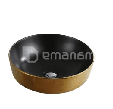 ხელსაბანი დასადგამი Osis Art basin 8434GYH black/gold 42x14 სმ