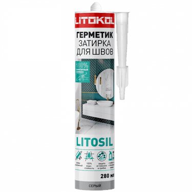 სილიკონის ჰერმეტიკი LITOSIL (ნაცრისფერი) 280ML