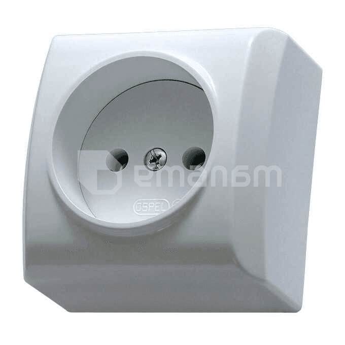 როზეტი OSPEL 1 60x60x41 დამიწებით თეთრი