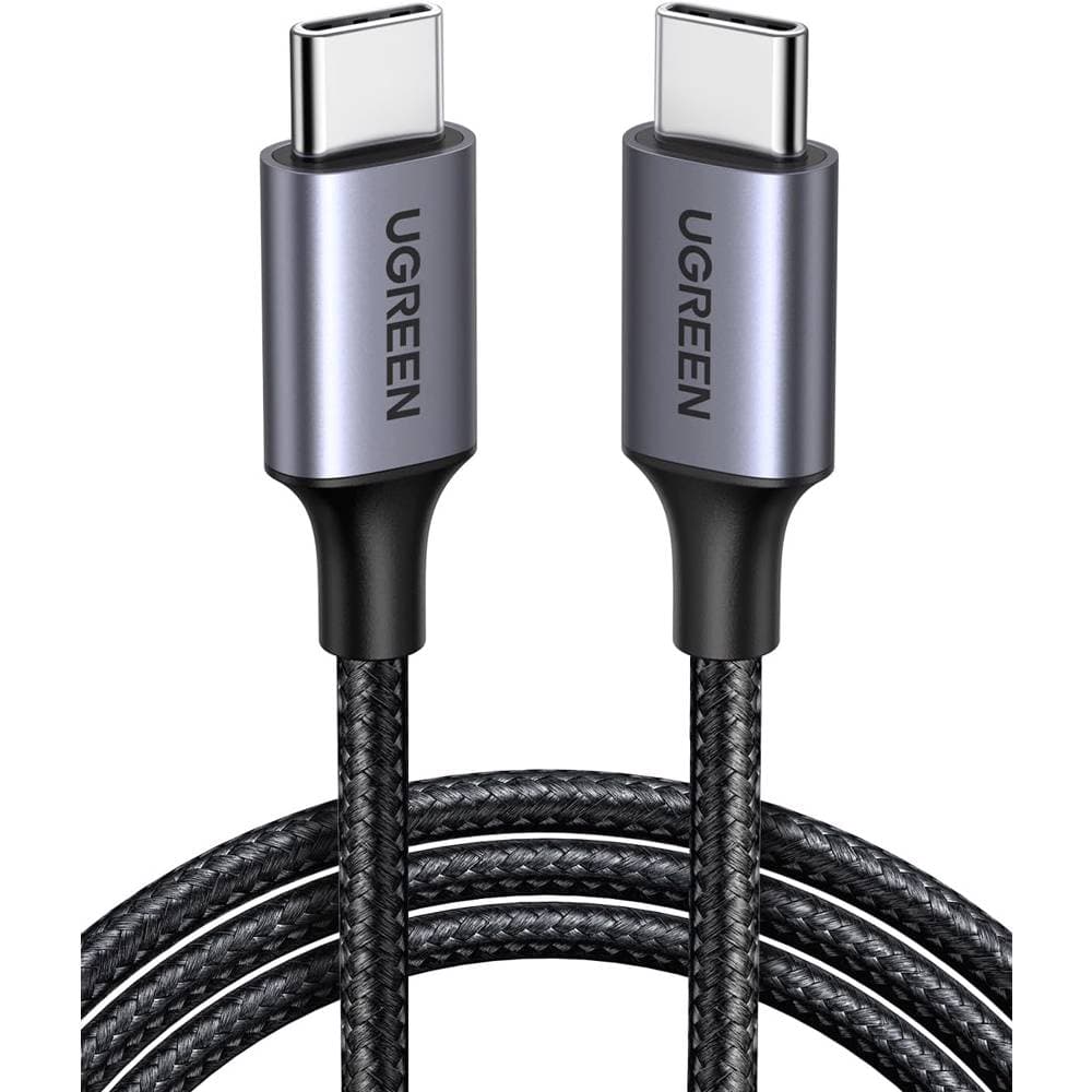 USB კაბელი UGREEN US261 (50150), 60W, Type-C To Type-C PD Fast Charging Cable 3A Max, 1M, Grey