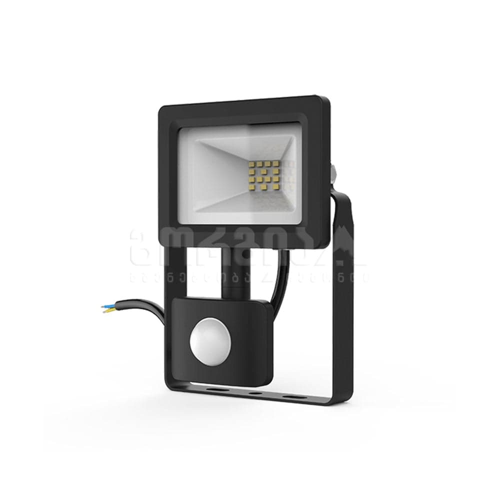ლედ პროჟექტორი სენსორით 20W IP65 6500K შავი  gauss