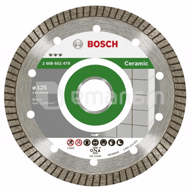 ალმასის დისკი კერამიკისთვის Bosch Best for Ceramic Extraclean Turbo 125x22.23 მმ