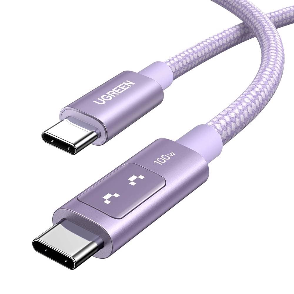 USB კაბელი UGREEN Uno L509 (65092), 100W, Type-C to Type-C Fast Charging Cable, 1M, Purple