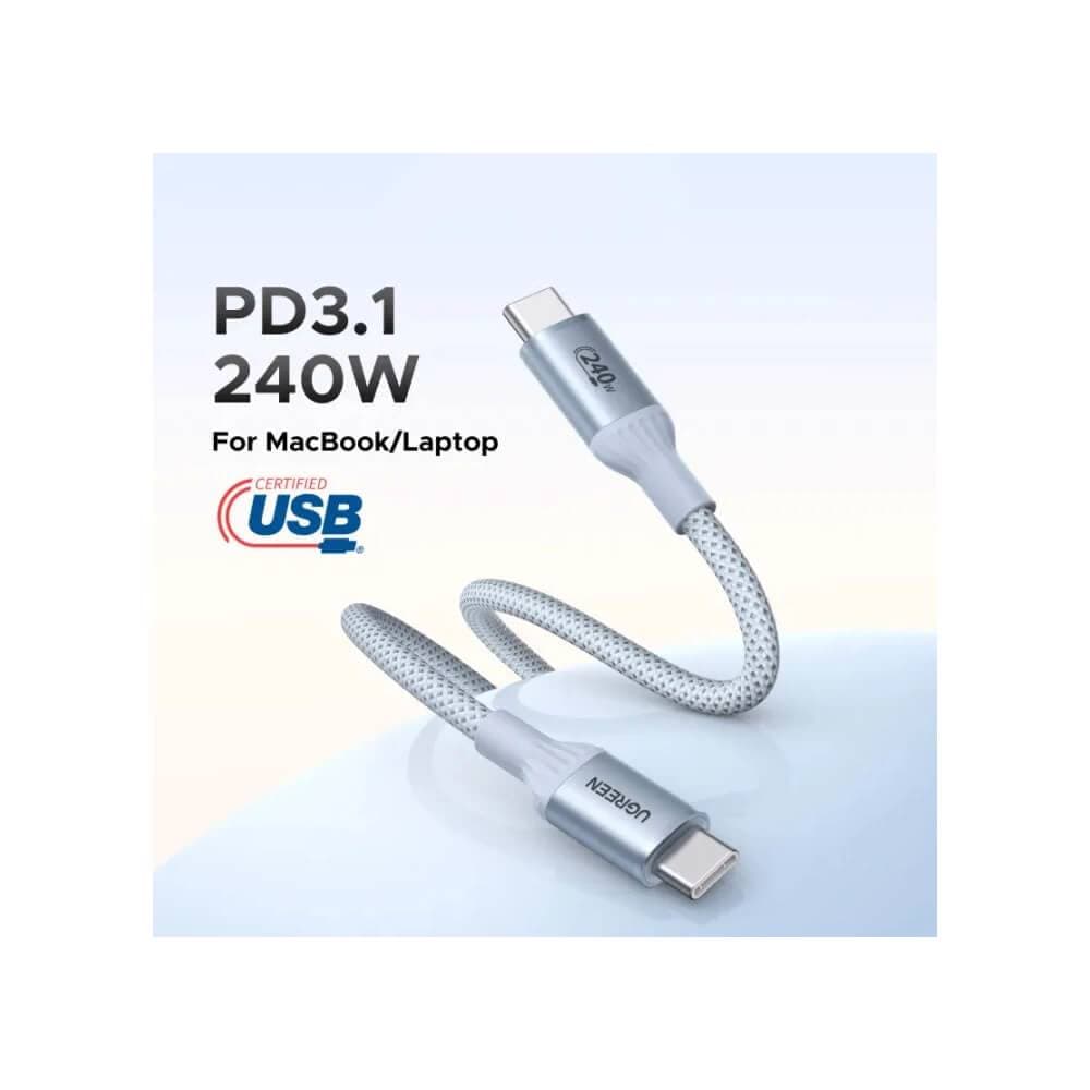 USB კაბელი UGREEN L534 (75731), 240W, Type-C To Type-C PD Fast Charging Cable, 1m, Blue