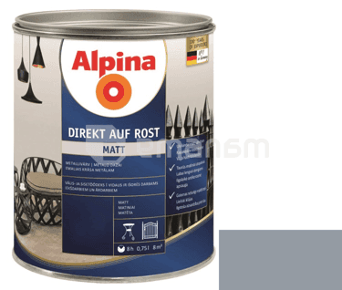 ემალი ანტიკოროზიული Alpina Direkt Auf Rost Matt მოვერცხლისფრო ნაცრისფერი 0.75 ლ