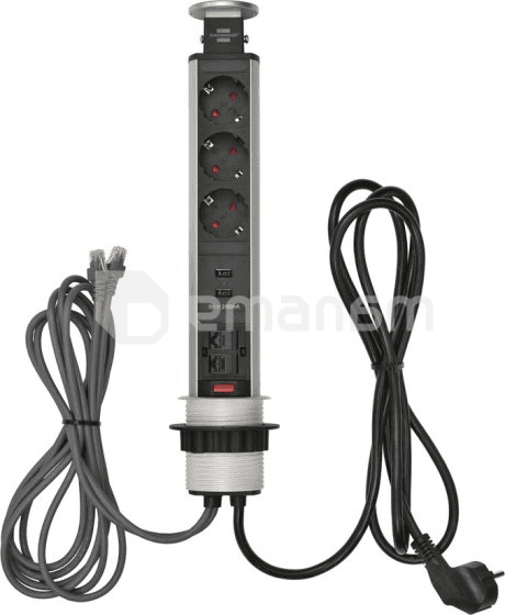 დამაგრძელებელი 3 Brennenstuhl 2მ 2 USB 2 RJ45