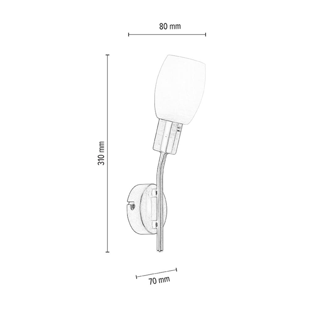 ბრა კედლის Tosca Wall Lamp 1xE14 40W Chrome Metal/White Glas