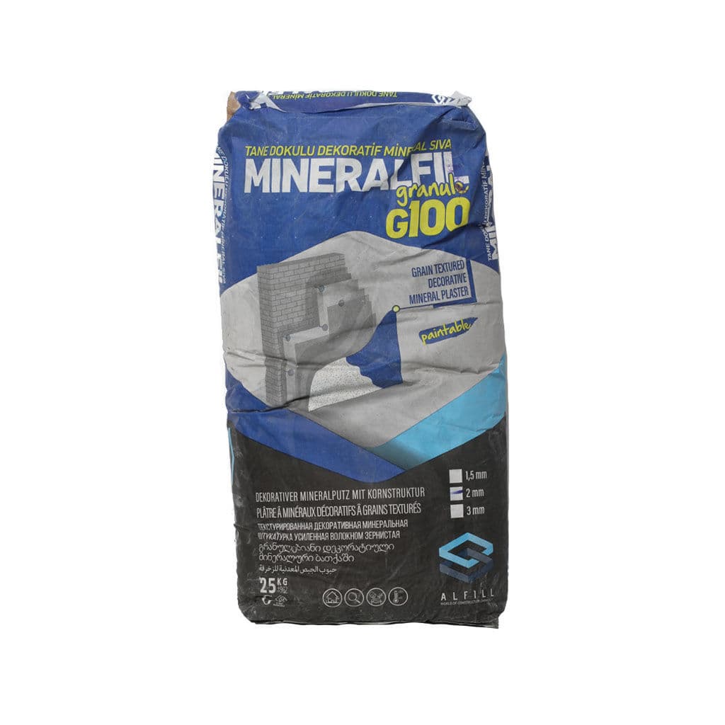 დეკორატიული ბათქაში MINERALFIL (2-იანი) 25 კგ-იანი ტომარა