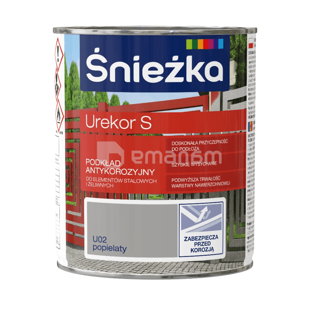 გრუნტი ანტიკოროზიული ლითონისთვის Sniezka Urekor S ნაცრისფერი 0,8 ლ