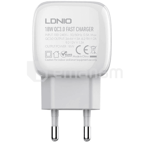 დამტენი LDNIO A1306Q 18W USB to Type-C კაბელი