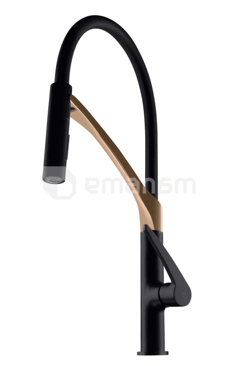 სამზარეულოს ონკანი Rubineta Ultima-50 (BK/RG) Rose/Gold (სილიკონის ხორთუმით)