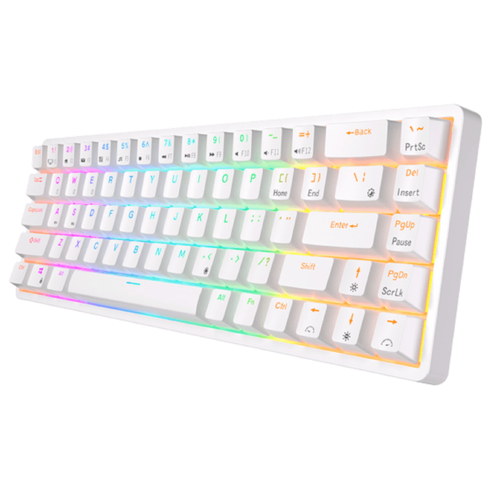 კლავიატურა Royal Kludge RK G68 RGB Mechanical Keyboard, Red switch, Hot Swappable, Wireless, USB Type-C, 2.4 GHz, Bluetooth, White