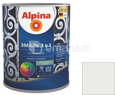 გრუნტი-ემალი ჟანგის Alpina 3-in-1 თეთრი 2.5 ლ