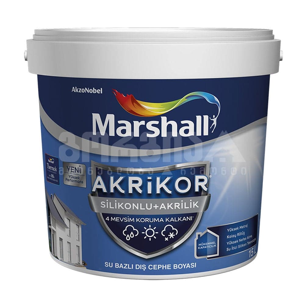 საღებავი ექსტ.akrikor siliconedacrylic marshall 15ლტ თეთრი