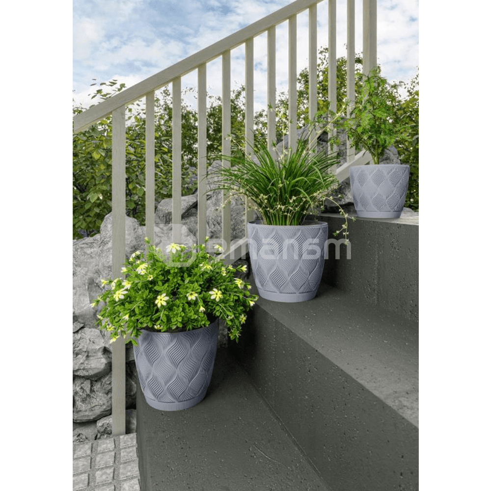 ქოთანი ყვავილის FORM-PLASTIC flow petit eco recycled z podstawka 13 anthracite