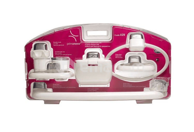 ნაკრები აბაზანის ოთახის Primanova Bathroom Set 6 pcs white