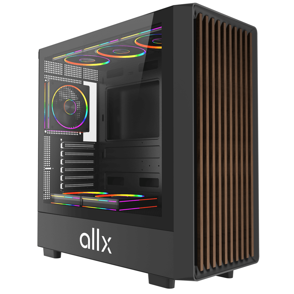 ქეისი ALLX AX-G2147, Computer Case, EATX, ATX, MATX, ITX, USB 3.0, USB, HD Audio, Black/Brown