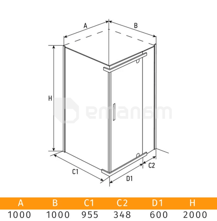 შუშა შხაპის Erlit ER10110H-C1 100x100x200 cm