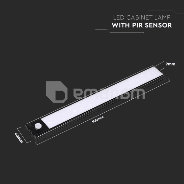 კაბინეტის განათება LED V-TAC 2.5W 4000K  შავი ფერი  IP20 2967