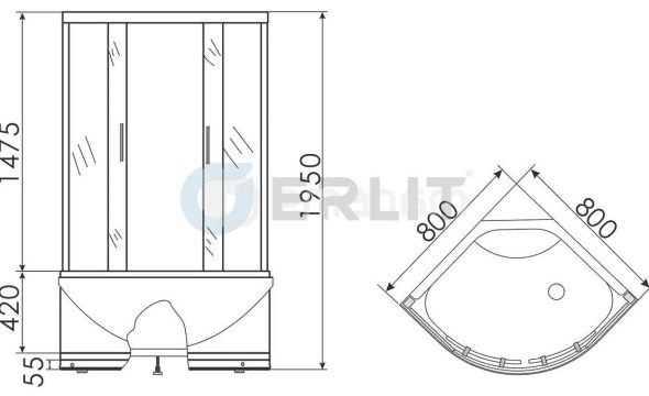 საშხაპე კაბინა Erlit ER0508T-C4 80x80x195 cm