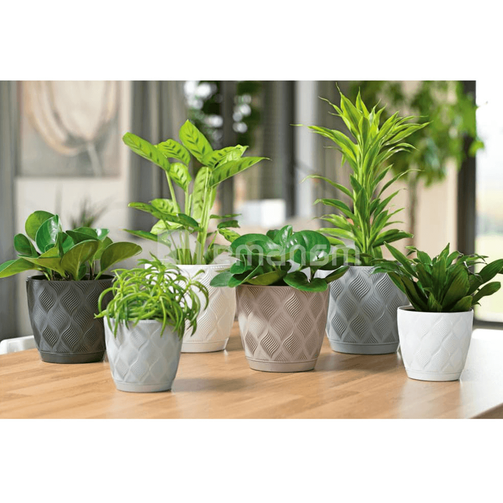 ქოთანი ყვავილის FORM-PLASTIC flow petit eco recycled z podstawka 15 white