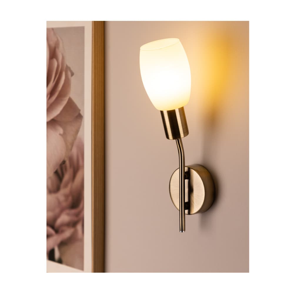 ბრა კედლის Tosca Wall Lamp 1xE14 40W Patina Metal/White Glas
