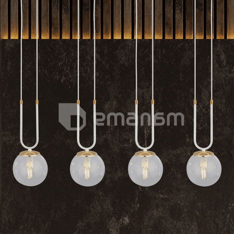 საკიდი EMIBIG GLAM 4 E14 4x MAX 40W თეთრი გამჭირვალე