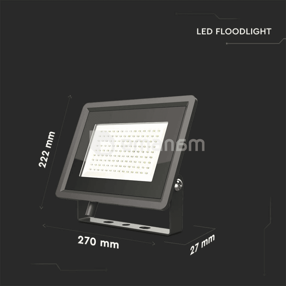 პროჟექტორი V-TAC LED 100W F კლასი 3000K შავი ფერი 6721