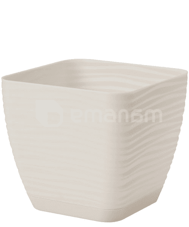 პლასტმასის ქოთანი დასადგამით FORM PLASTIC Sahara petit square 3610-001 Ø13 კრემი