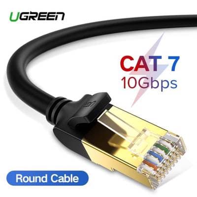 ქსელის კაბელი UGREEN NW107 (11268) Cat7 Patch Cord STP Ethernet Lan Cable 1m (Black)