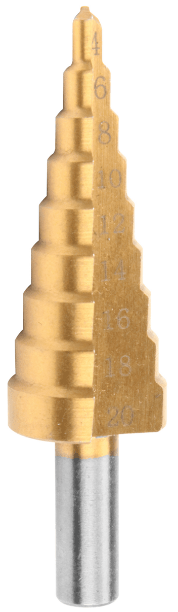 ბურღის პირი მეტალისთვის Wokin 759032, 4-32*2mm, Titanium Coated Step Drill Bit, Gold