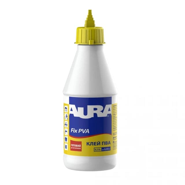 უნივერსალური PVA წებო Aura Fix PVA გამჭვირვალე 0.33ლ