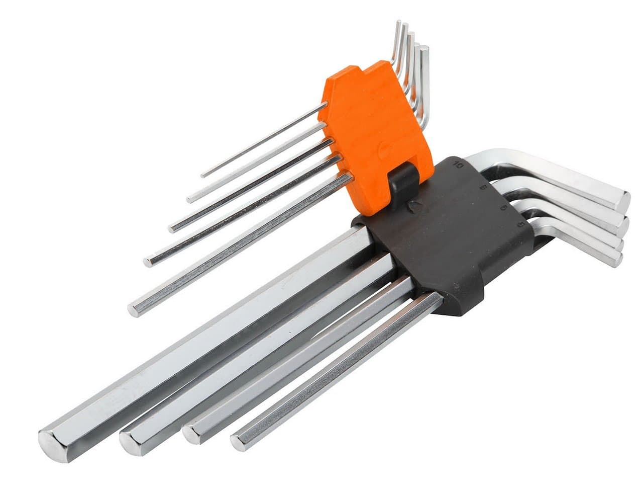 ექვსკუთხა სახრახნისის ნაკრები Wokin 207309, 9Pcs, Extra Long Arm Hex Key Set, Silver