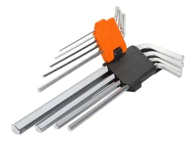 ექვსკუთხა სახრახნისის ნაკრები Wokin 207309, 9Pcs, Extra Long Arm Hex Key Set, Silver